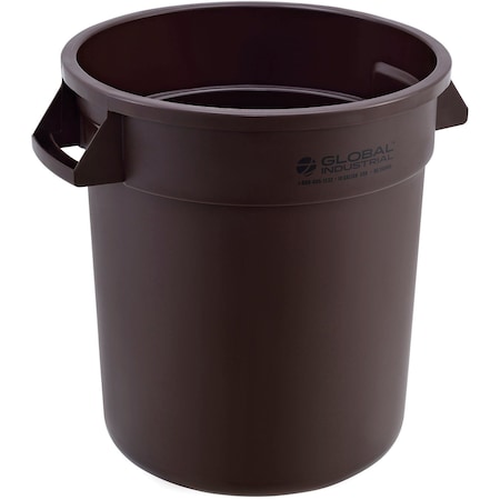 Global Industrial Plastic Trash Can, 10 Gallon, Brown 240456BN